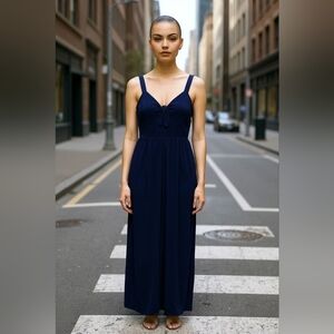 Modcloth Xl jumpsuit wide leg navy blue sleeveless casual summer academia boho